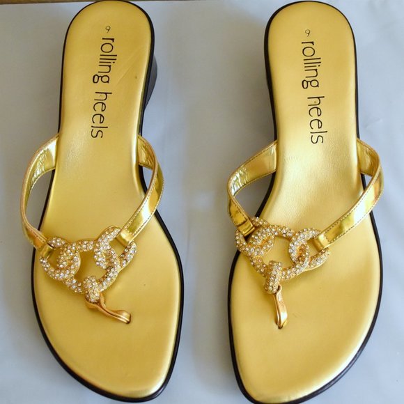 ROLLING HEELS GOLD LAME 2" HEELS - Picture 2 of 6